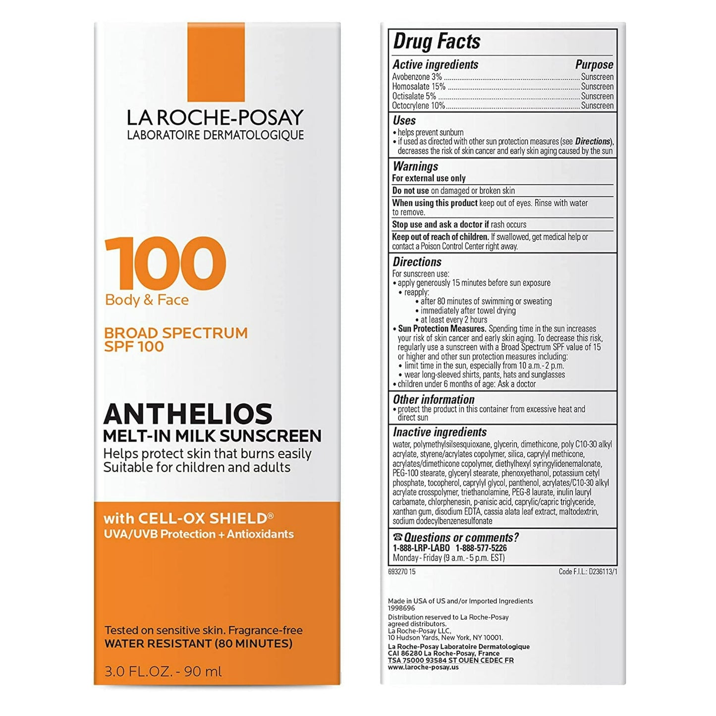 LA ROCHE-POSAY PROTECTOR SOLAR FACIAL SIN ACEITE SPF 100 90ML