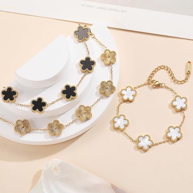 JUEGO DE 3 PULSERAS DE TRÉBOL DE CUATRO HOJAS