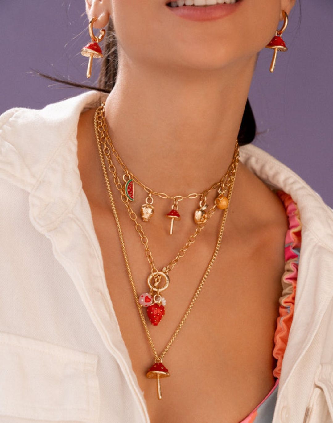 COLLAR MULTICHARMS HONGO + ARETES