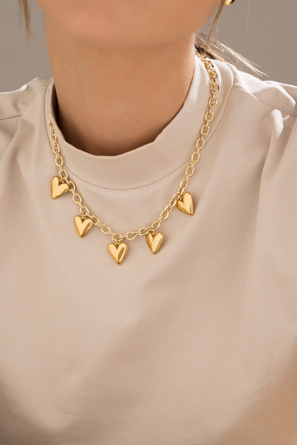 COLLAR CORAZONES GRUESOS + ARETES