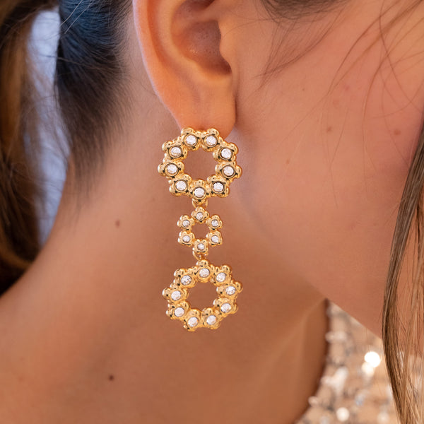 ARETES DE AROS CON CRISTALES