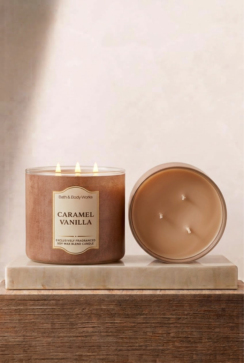 CARAMELO DE VAINILLA – Vela Perfumada de 3 Mechas – Notas Gourmand y Envolventes