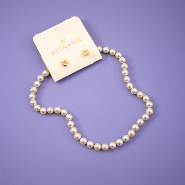 COLLAR CON PERLAS + ARETES
