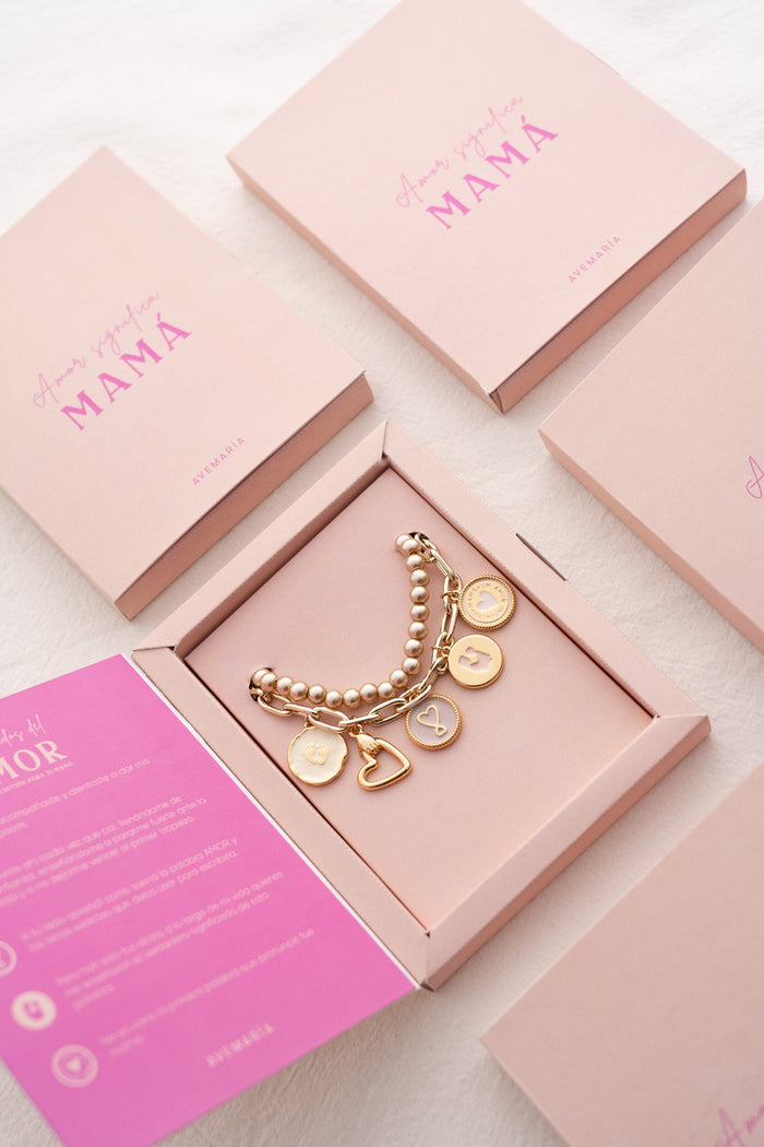 PULSERA DIJES VARIOS AMOR SIGNIFICA MAMÁ + CAJA ESPECIAL