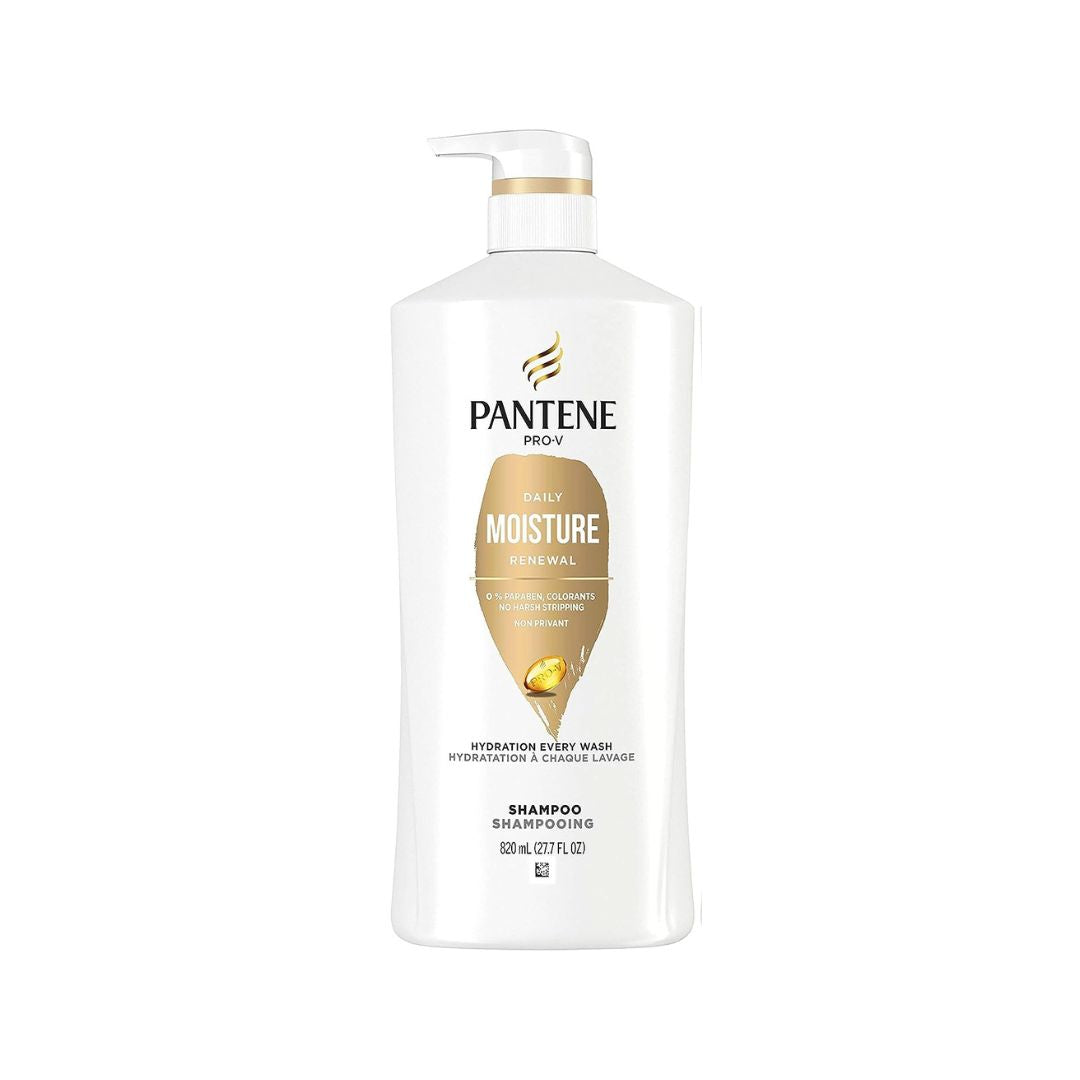 PANTENE CHAMPÚ PARA EL CABELLO, RENOVACIÓN DIARIA DE HUMEDAD PARA CABELLO SECO, SEGURO PARA CABELLO TEÑIDO 820ml