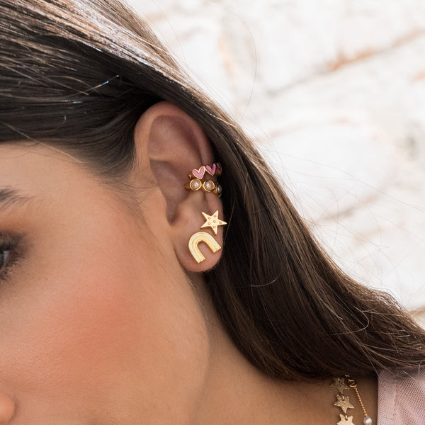SET 4 ARETES CORAZÓN, ESTRELLA Y ARCOIRIS
