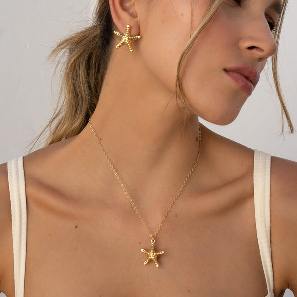 SET COLLAR CON DIJE ESTRELLA DE MAR + ARETES
