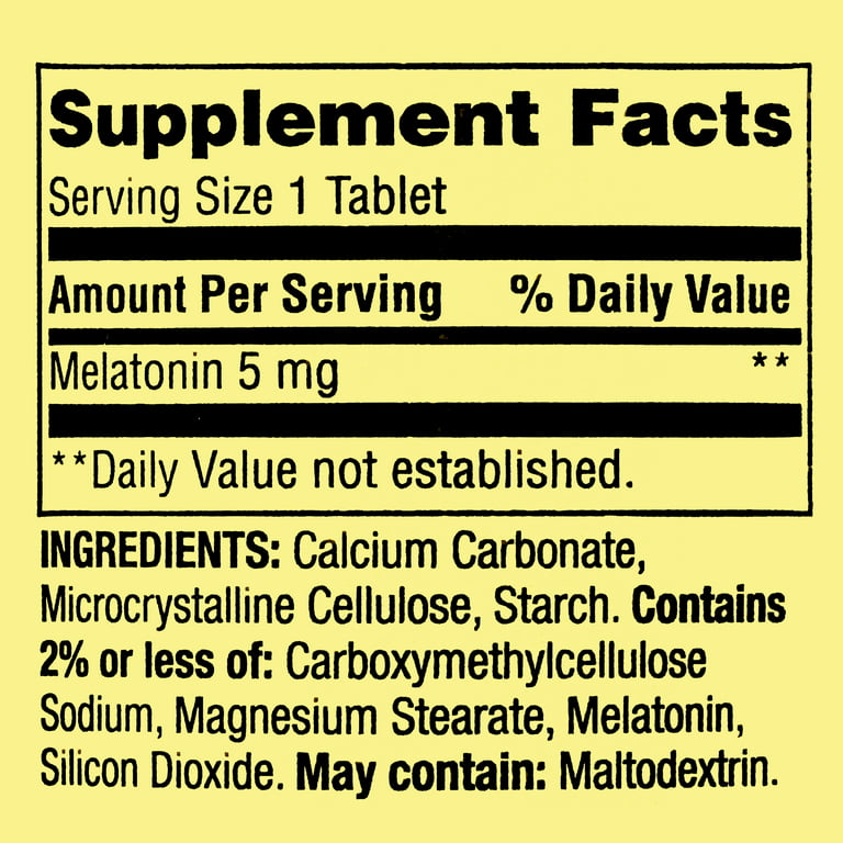 MELATONINA SPRING VALLEY TABLETAS SUPLEMENTO DIETÉTICO, 5 mg, 120 UNIDADES