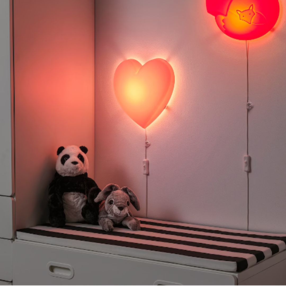 LÁMPARA LED DE PARED, CORAZON ROSA