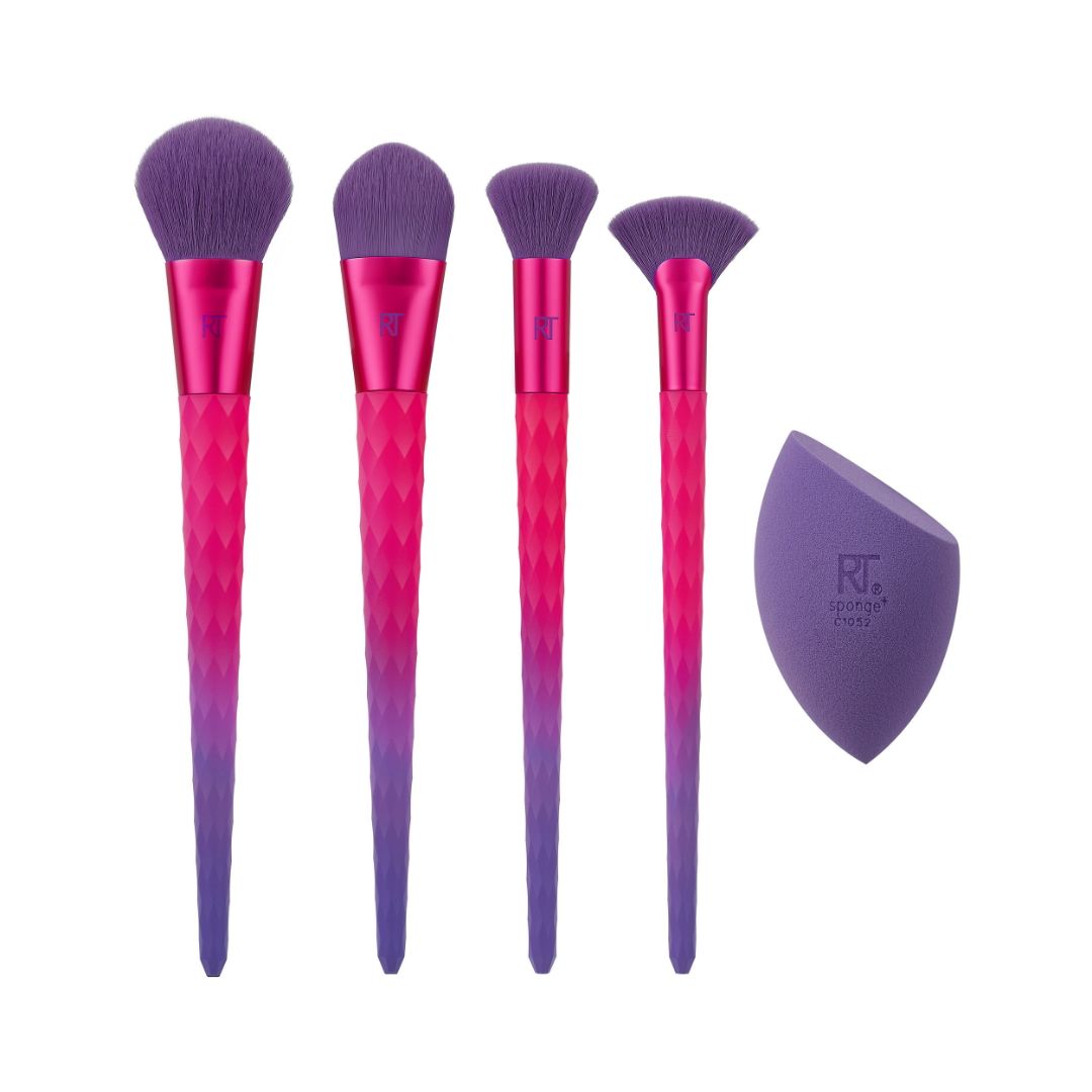 GALACTIC GLO BRILLO VIBRANTE - JUEGO DE BROCHAS Y ESPONJAS, 5 PIEZAS