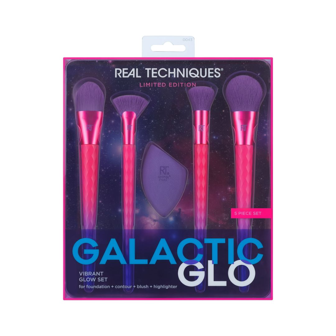 GALACTIC GLO BRILLO VIBRANTE - JUEGO DE BROCHAS Y ESPONJAS, 5 PIEZAS
