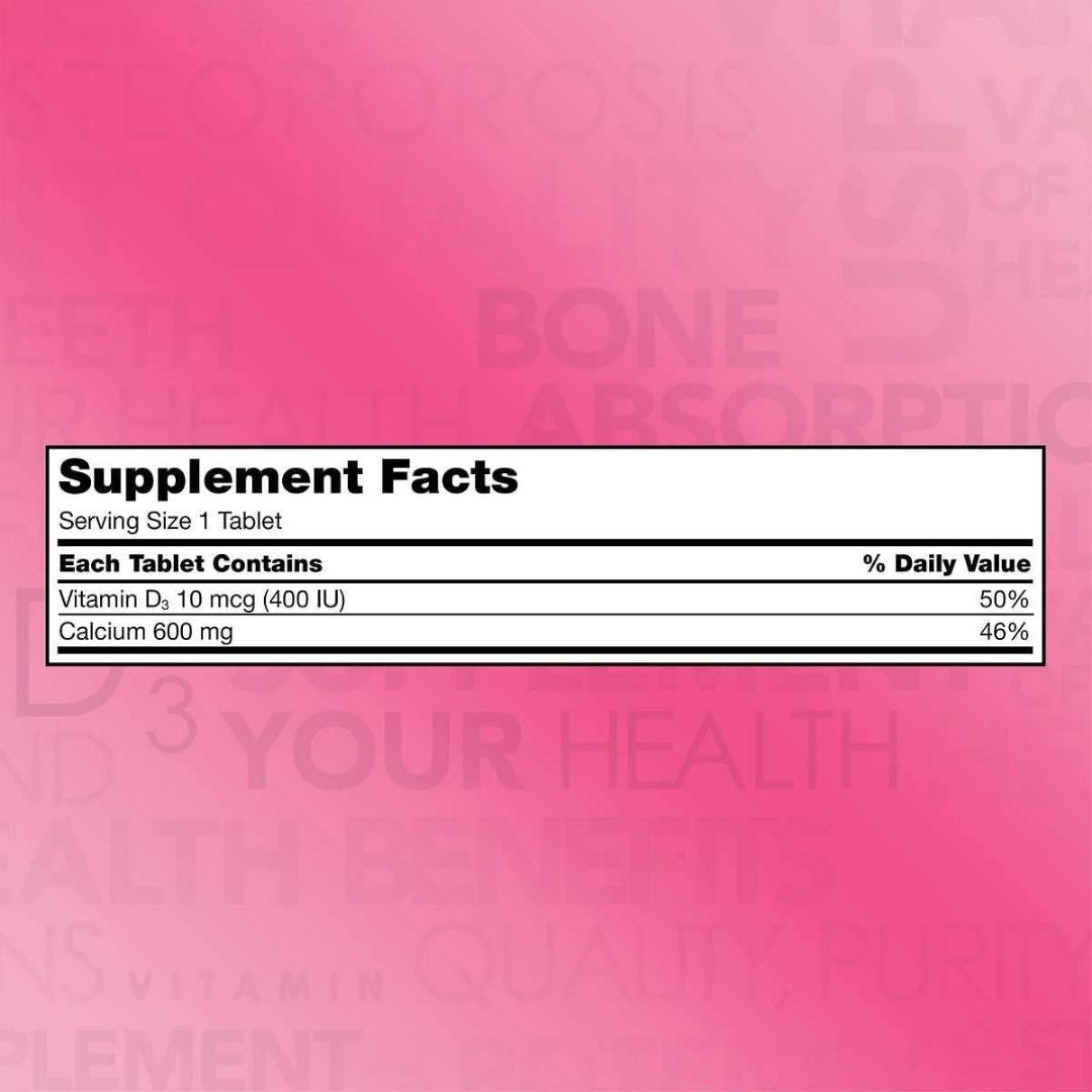 CALCIO 600mg CON VITAMINA D3, 500 TABLETAS