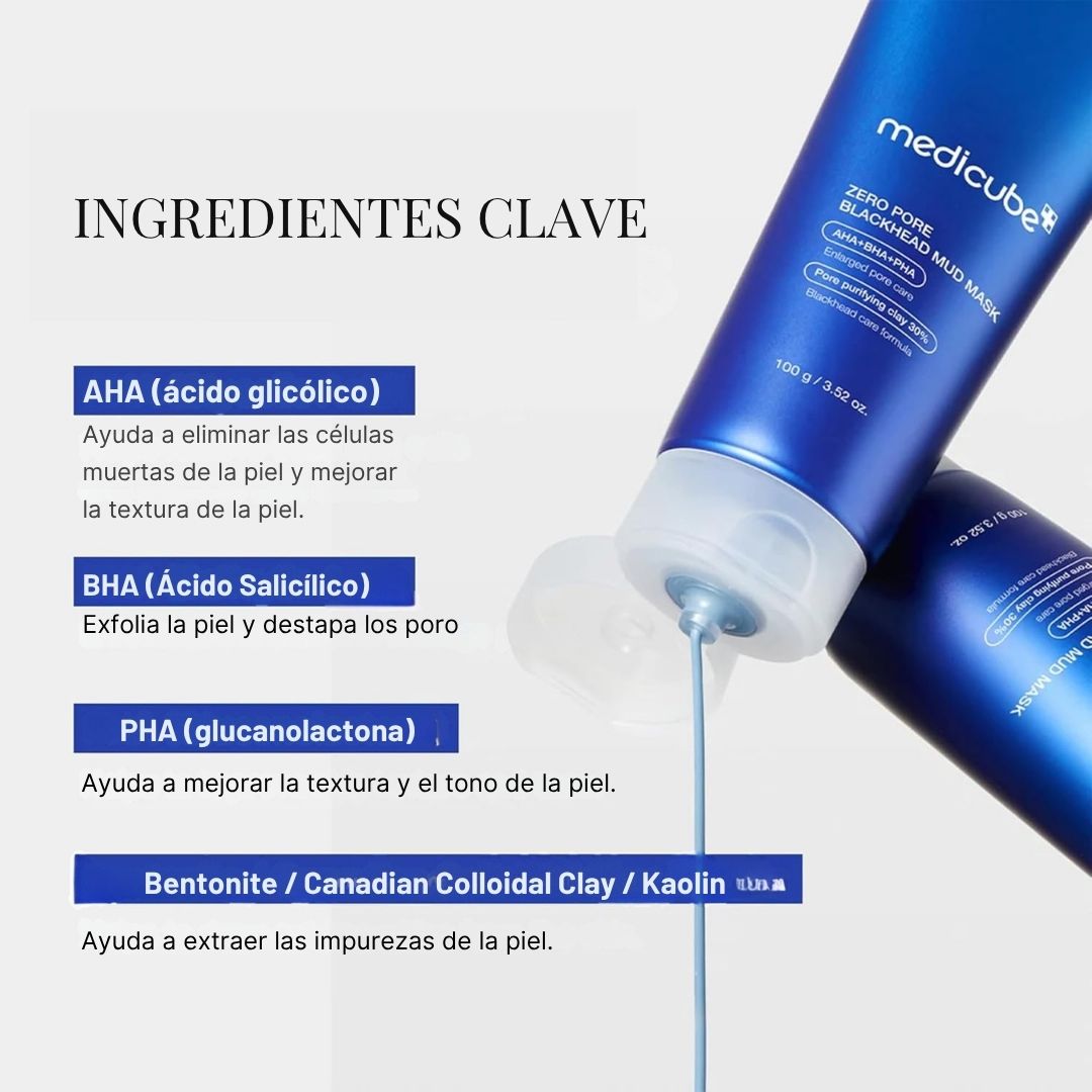MEDICUBE MÁSCARA FACIAL DE BARRO DE PUNTOS NEGROS ZERO PORE 100GR