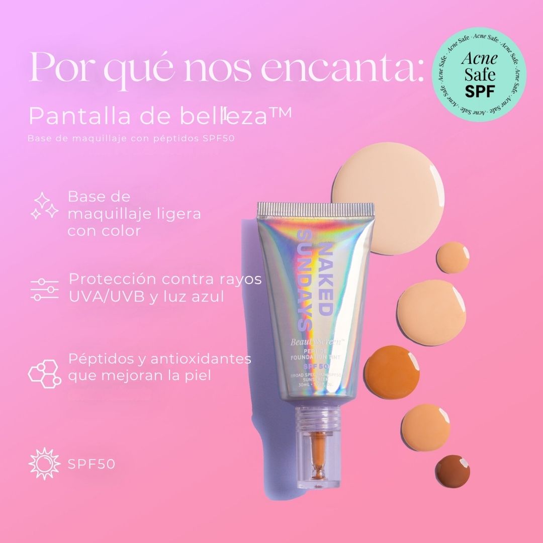 NAKED SUNDAYS | BASE DE MAQUILLAJE CON PÉPTIDOS BEAUTYSCREEN CON SPF 50