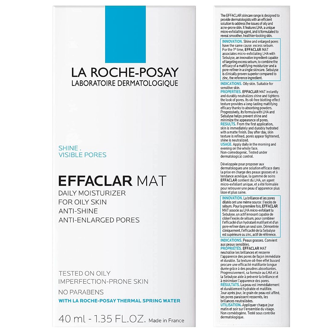 LA ROCHE-POSAY EFFACLAR MAT HIDRATANTE MATIFICANTE SIN ACEITE PARA EL ROSTRO, HIDRATANTE FACIAL PARA PIELES GRASAS