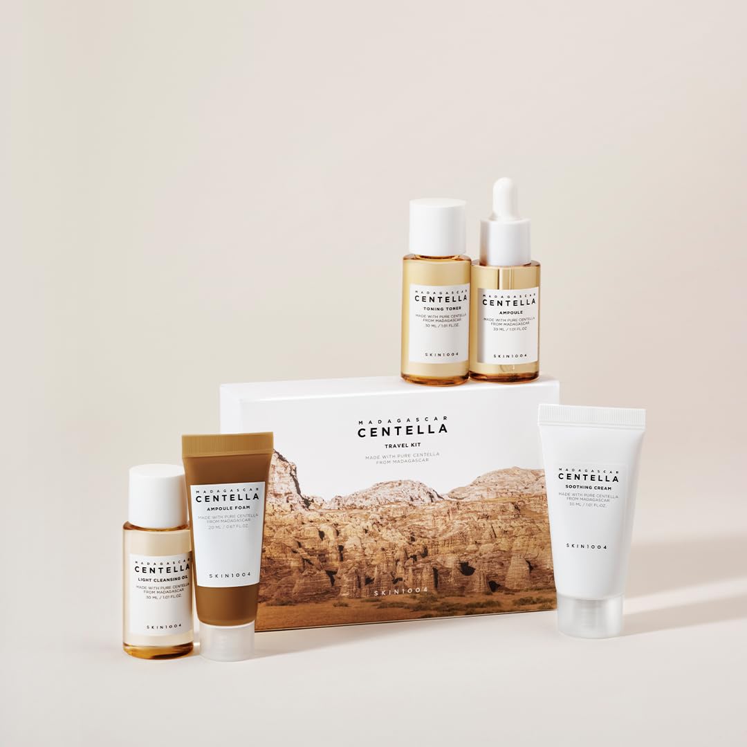 MADAGASCAR CENTELLA KIT DE VIAKE, TÓNER, AMPOLLA, CREMA CALMANTE, ACEITE LIMPIADOR, ESPUMA DE AMPOLLA