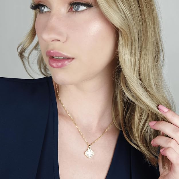 COLLAR DE TRÉBOL DE CRISTAL DE 2 LADOS 18K