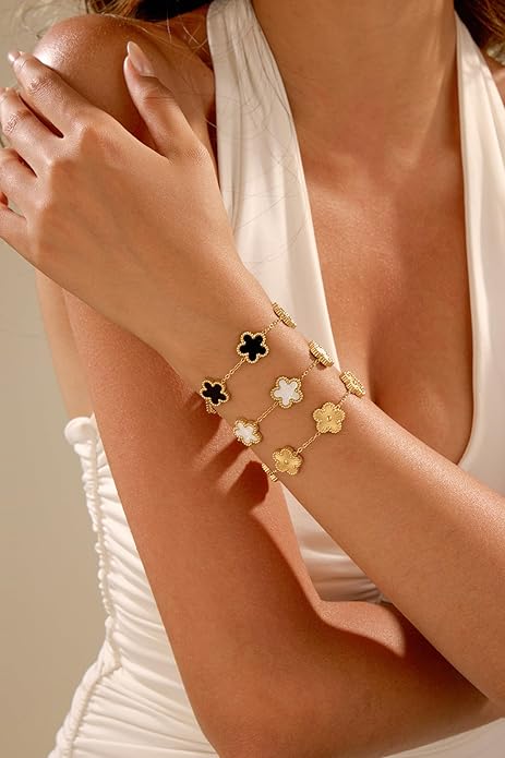 JUEGO DE 3 PULSERAS DE TRÉBOL DE CUATRO HOJAS