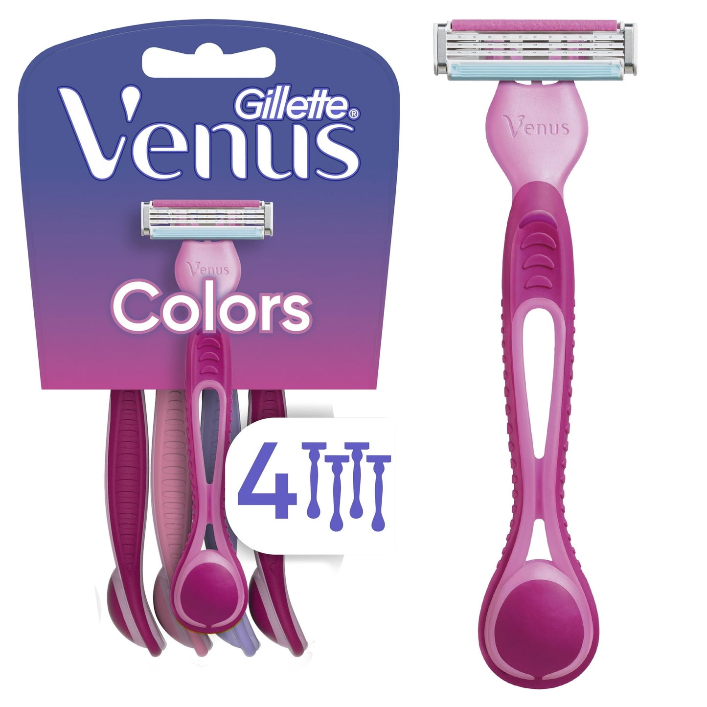 AFEITADORAS DE 3 HOJILLAS, GILLETTE VENUS SIMPLY, FEMENINAS 4 UNIDADES