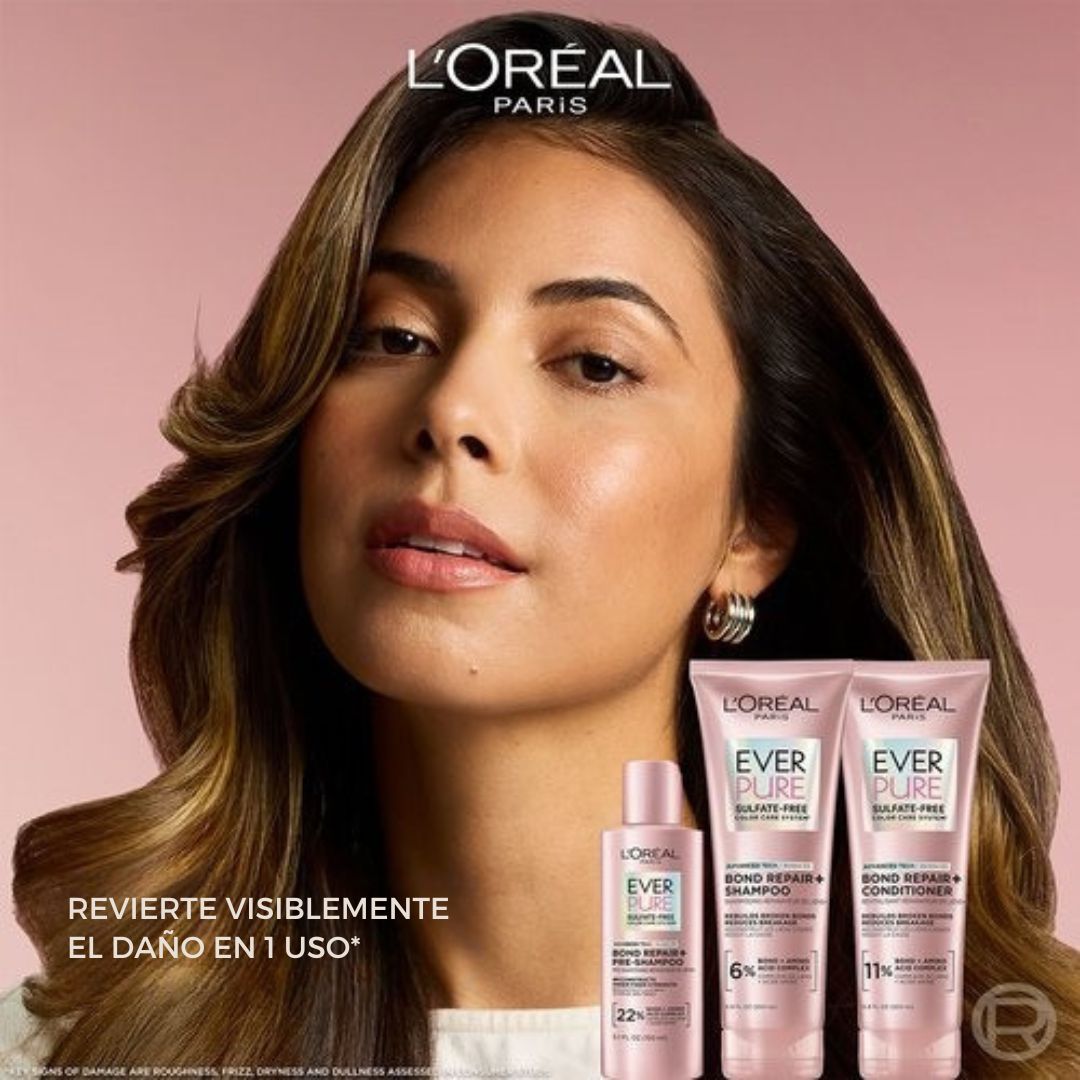 L'ORÉAL PARIS | CHAMPÚ REPARADOR SIN SULFATOS EVEPURE PARA CABELLO DAÑADO