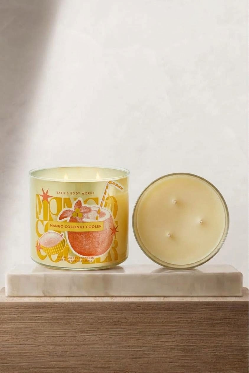 MANGO COCONUT COOLER – Vela de Tres Mechas Perfumada – Notas Frutales y Solares