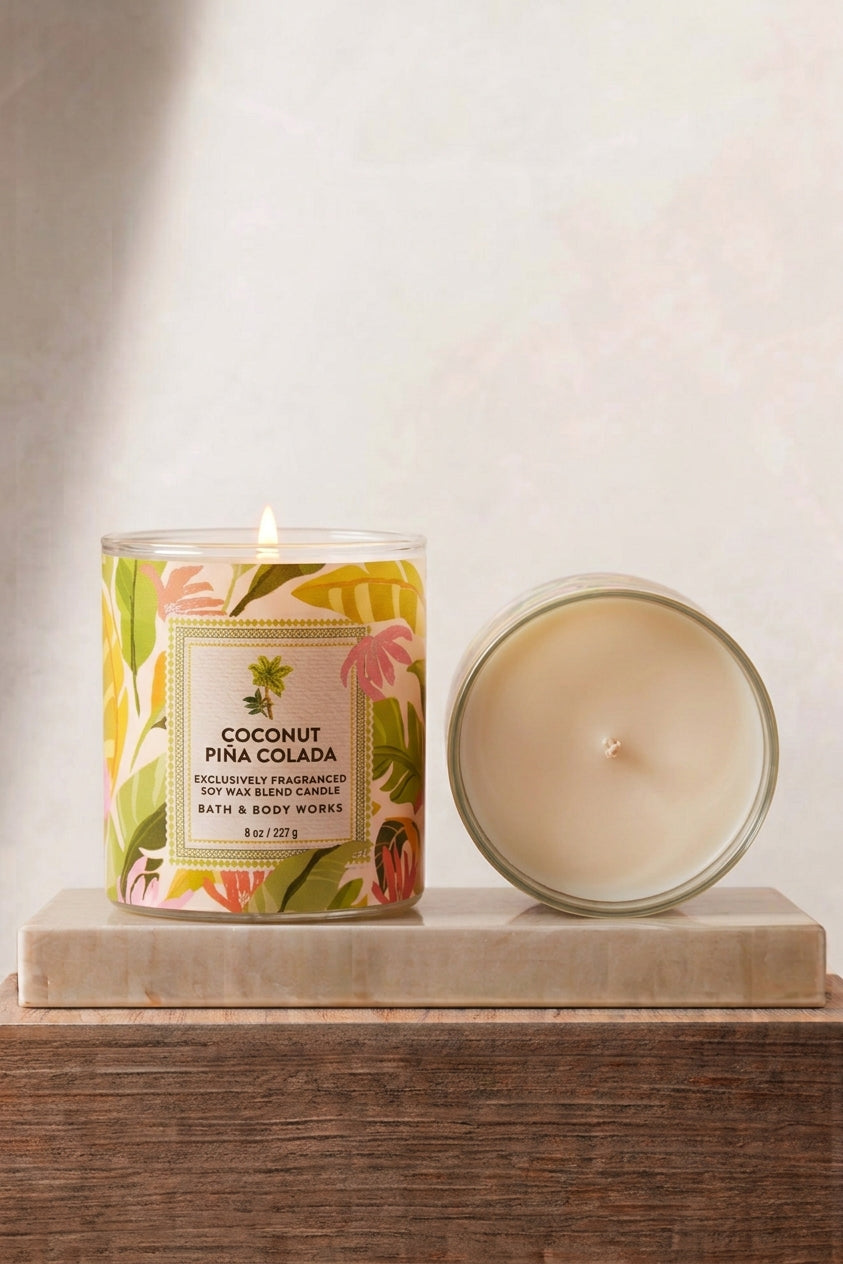 PIÑA COLADA DE COCO – Vela Perfumada de 1 Mecha – Notas Tropicales y Solares